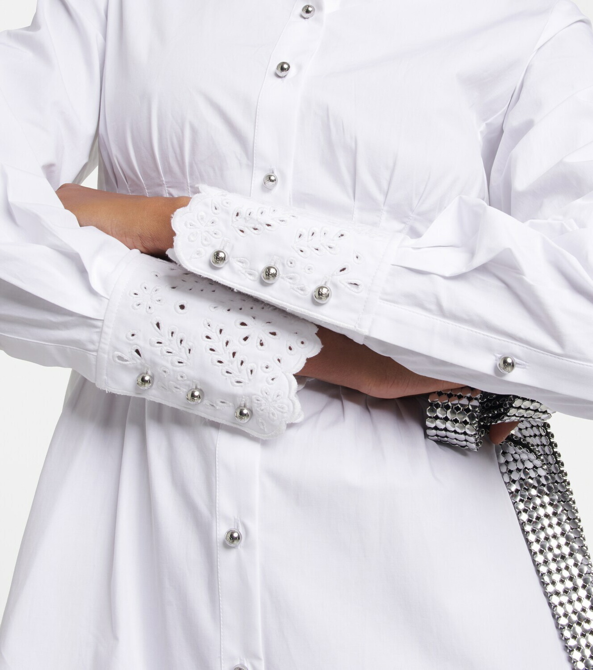 Paco Rabanne - Broderie anglaise cotton shirt dress