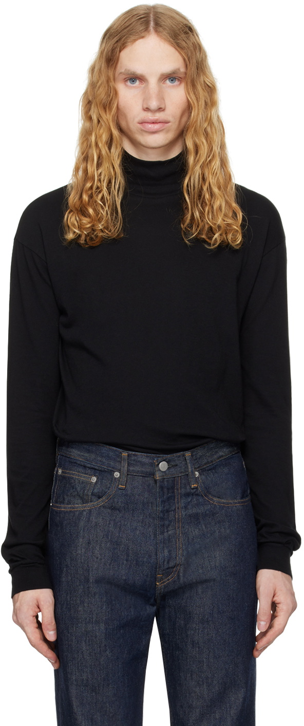 AURALEE Black Seamless Turtleneck