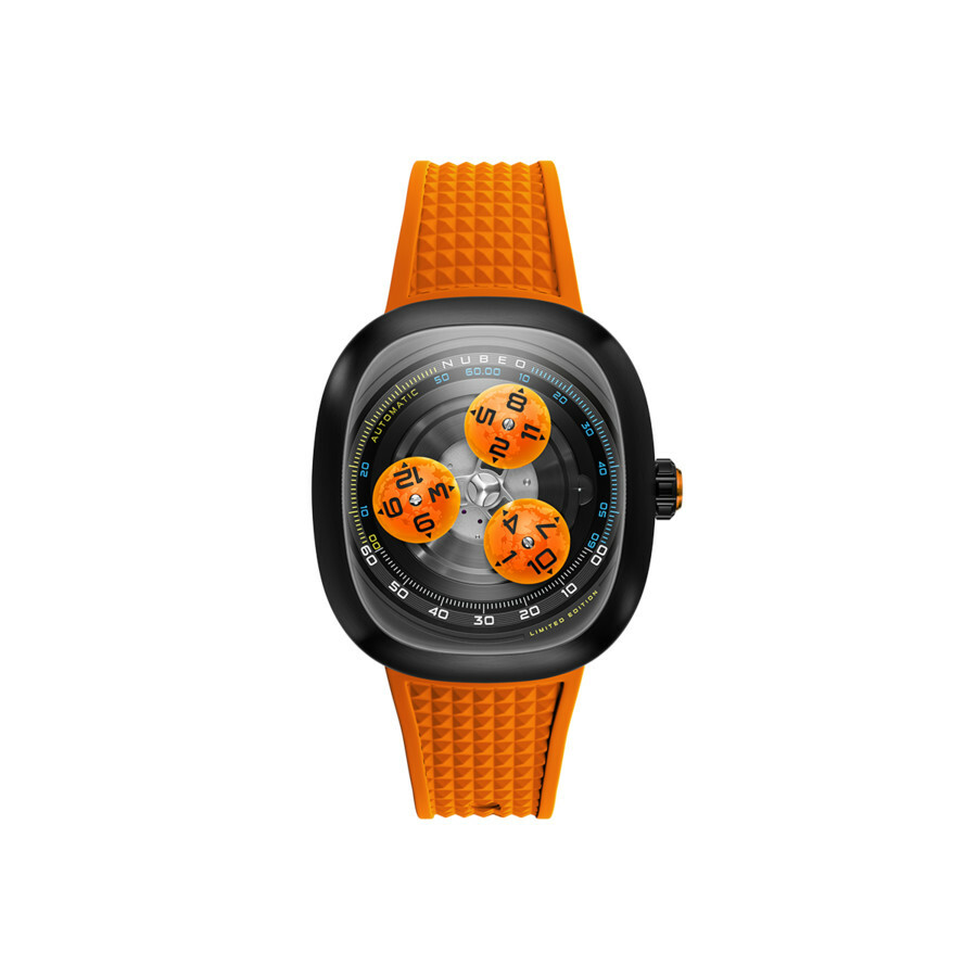 Nubeo Tri-Star Orbit Orange Dial Mens Watch NB-6116-07