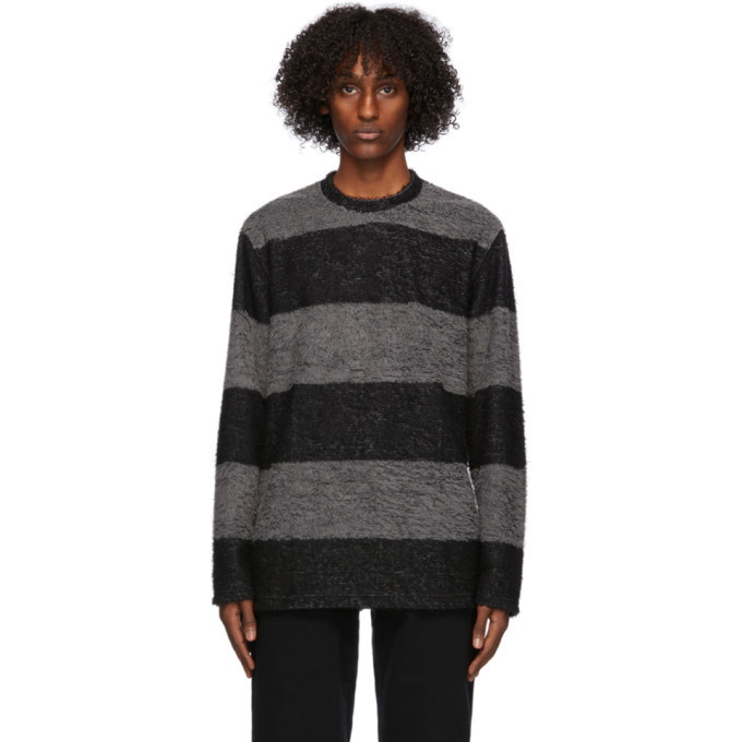 Photo: mastermind WORLD Black and Grey Striped Long Sleeve T-Shirt