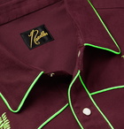 Needles - Logo-Embroidered Piped Twill Shirt - Burgundy