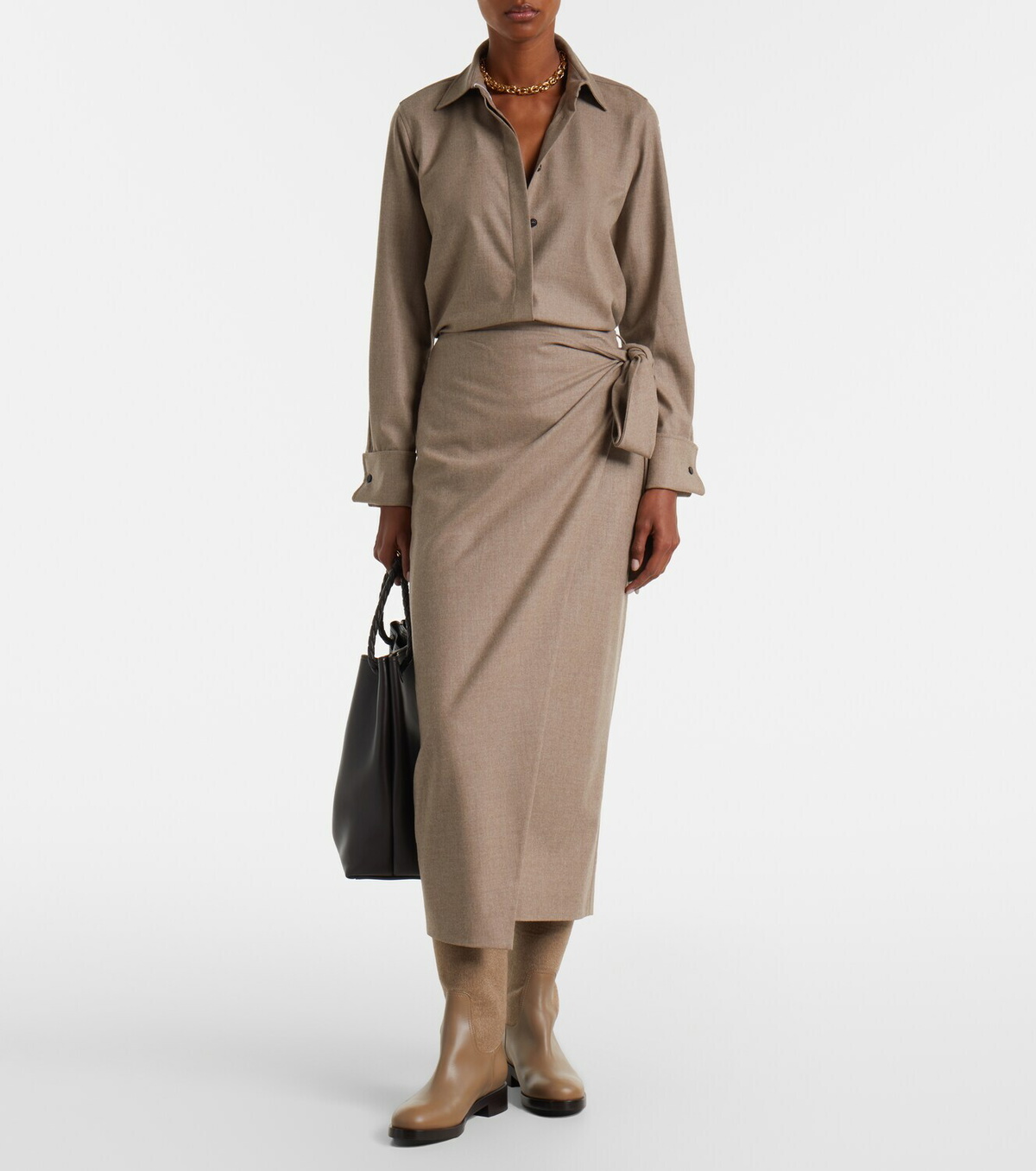 Max Mara Cashmere and leather knee-high boots