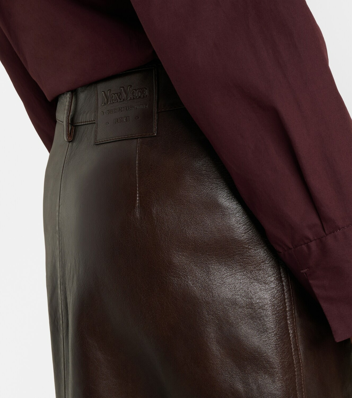 'S Max Mara Leather midi skirt