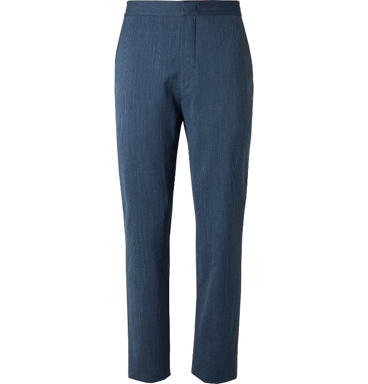 Photo: Ermenegildo Zegna - Slim-Fit Wool-Blend Seersucker Suit Trousers - Blue