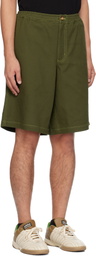 Metalwood Studio Green Zip-Fly Denim Shorts