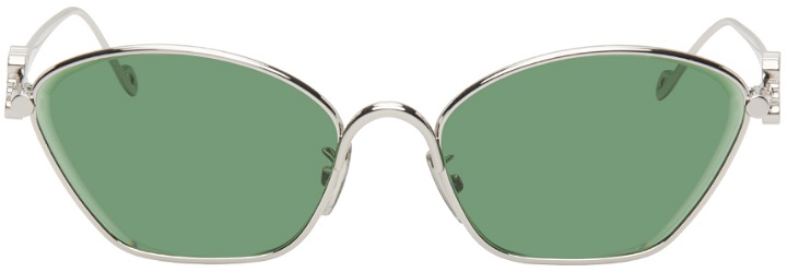 Photo: LOEWE Silver Anagram Hexagonal Cat-Eye Sunglasses