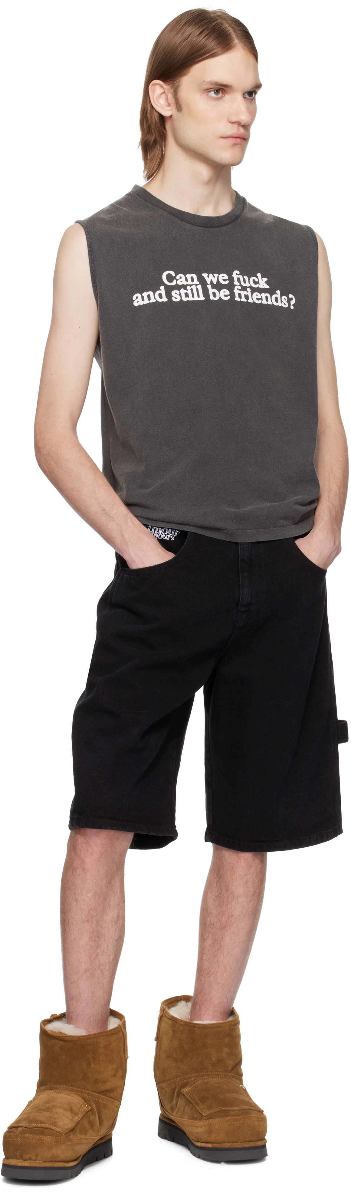 Carne Bollente SSENSE Exclusive Black Benefits With Friends Tank Top