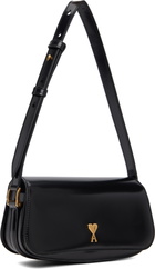 AMI Paris Black Calfskin Leather Paris Paris Shoulder Bag