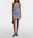 Bananhot Cori open-knit lamé miniskirt