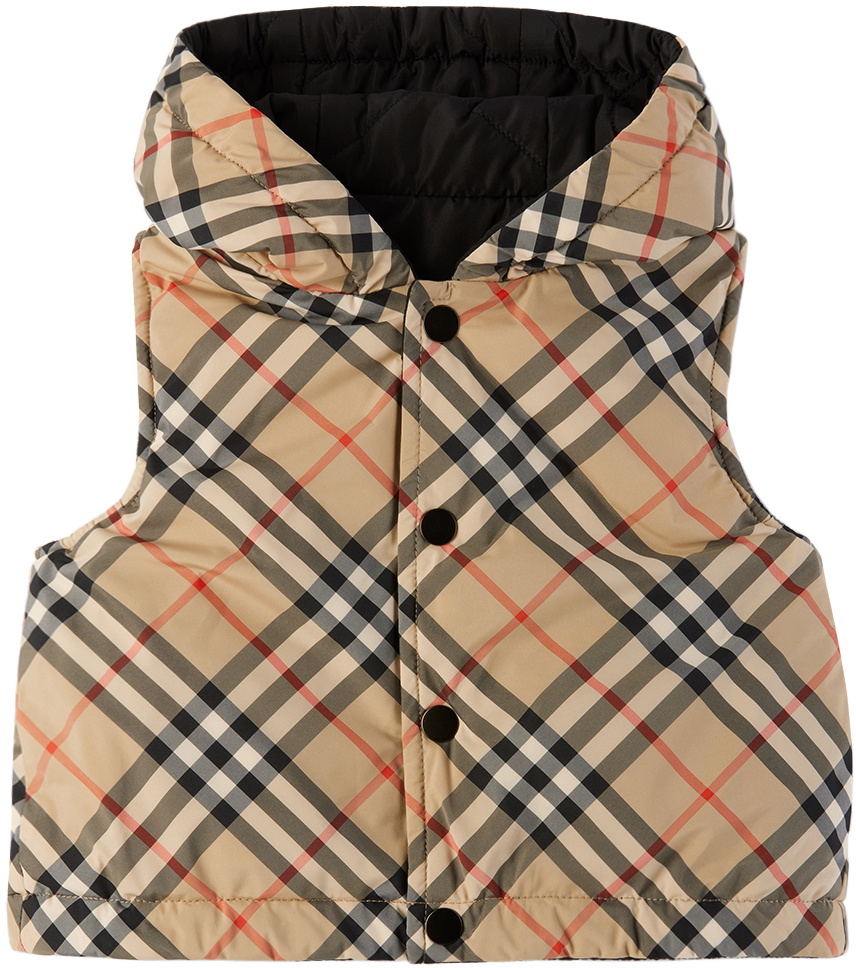 Burberry Baby Beige Check Reversible Vest Burberry