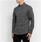 Dunhill - Button-Down Collar Checked Cotton-Flannel Shirt - Gray