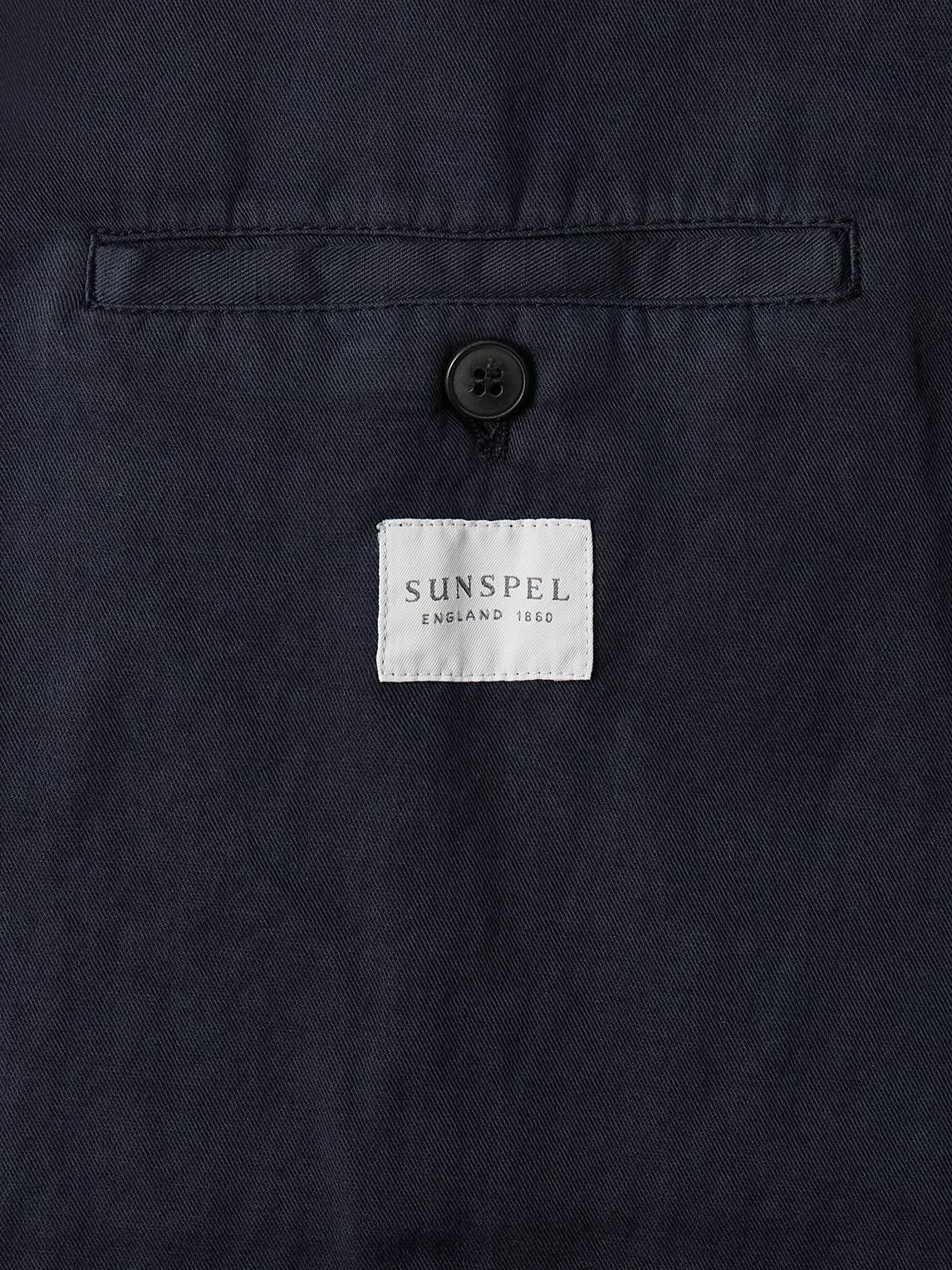 Sunspel - Unstructured Garment-Dyed Cotton and Linen-Blend Twill Blazer - Blue
