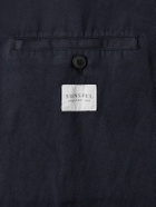 Sunspel - Unstructured Garment-Dyed Cotton and Linen-Blend Twill Blazer - Blue