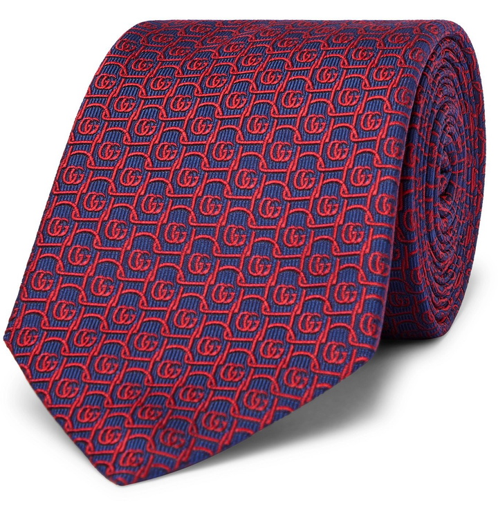 Photo: GUCCI - 7cm Logo-Jacquard Silk Tie - Burgundy