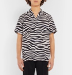 Wacko Maria - Fragment Camp-Collar Zebra-Print Lyocell Shirt - Black