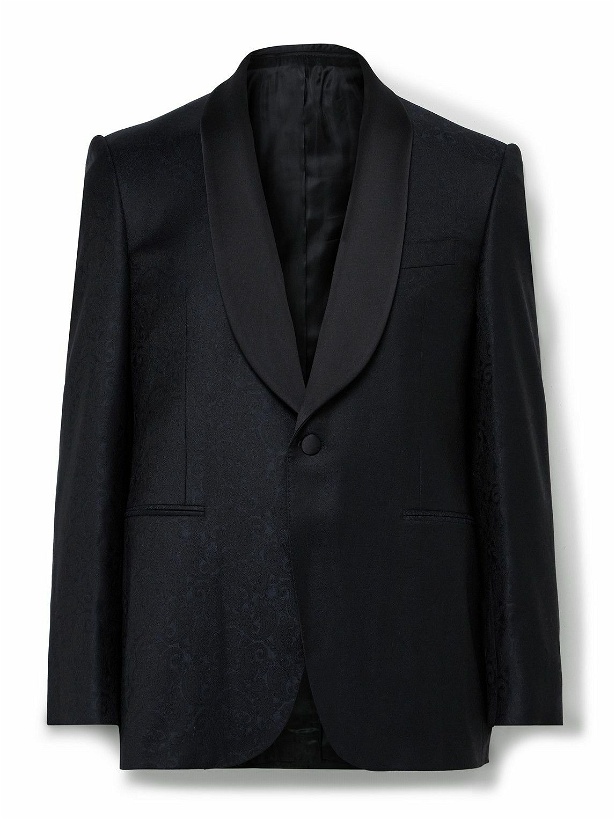 Photo: Canali - Satin-Trimmed Paisley-Jacquard Wool-Blend Tuxedo Jacket - Blue
