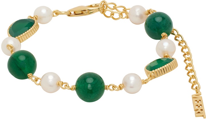 Photo: VEERT Gold & Green Onyx Freshwater Pearl Bracelet