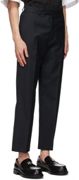 We11done Navy Wool Slim Trousers