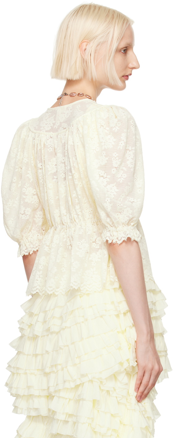 Yuhan Wang Off-White Floral Lace Blouse