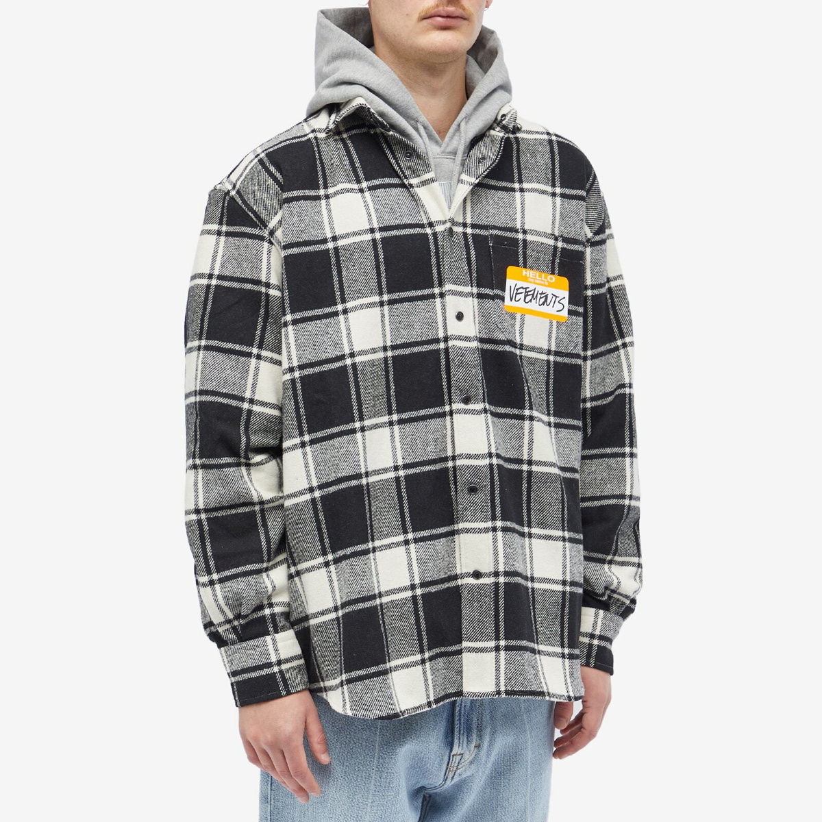Vetements My Name Is Flannel Shirt in White Check