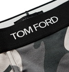 TOM FORD - Camouflage-Print Stretch-Cotton Briefs - Gray