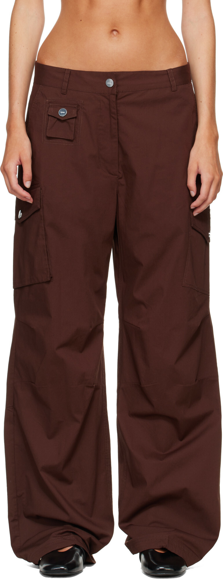 GANNI Brown Cotton Cargo Pants