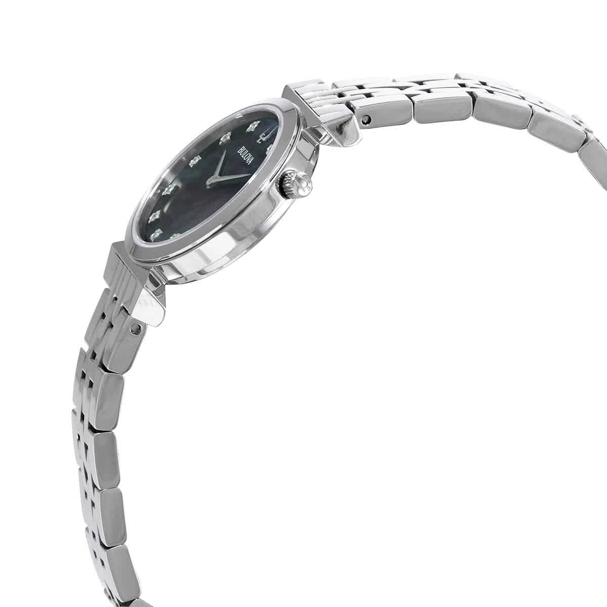 Bulova Regatta Diamond Black Mother of Pearl Dial Ladies Watch 96P221 ...