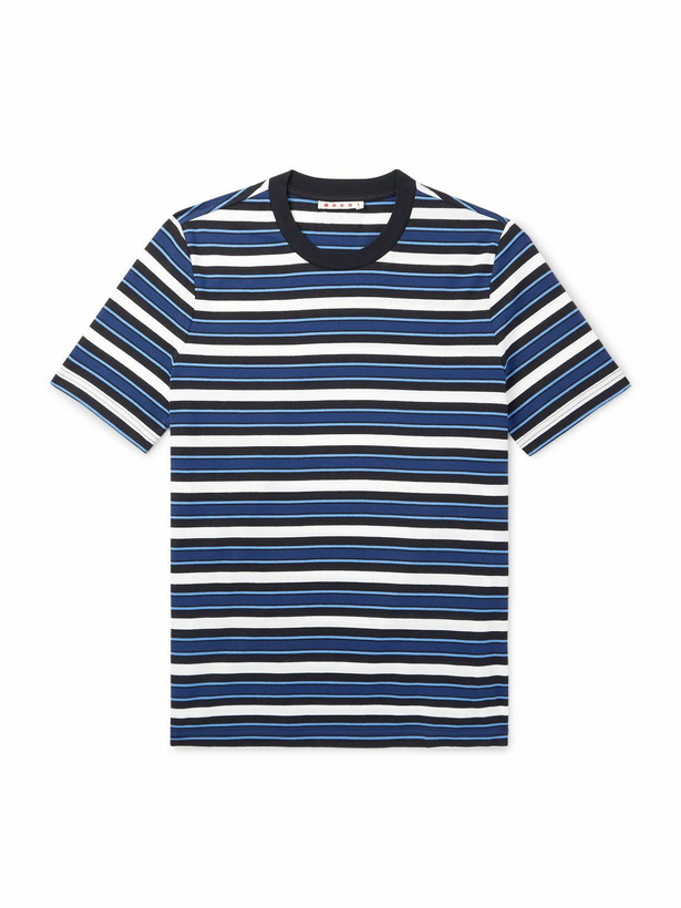 Photo: Marni - Striped Cotton-Jersey T-Shirt - Blue