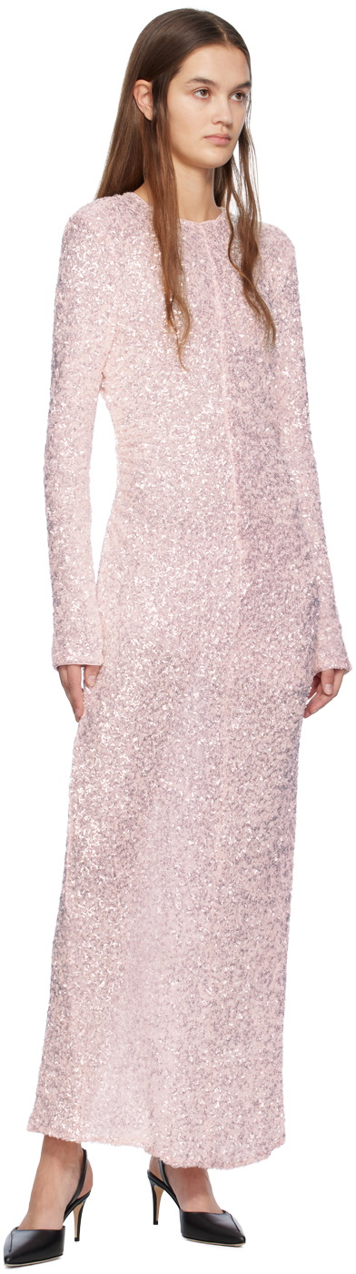 GANNI Pink 3D Sequins Maxi Dress GANNI
