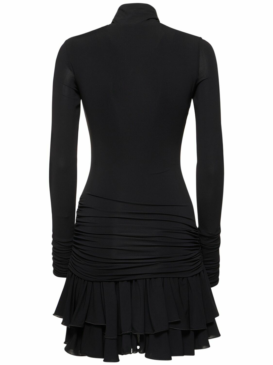 BLUMARINE - Jersey Turtleneck Draped Mini Dress Blumarine