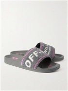 Off-White - Logo-Embroidered Terry Slides - Gray