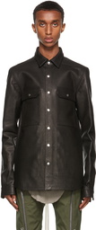 Rick Owens Black Leather Shirt