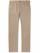 Canali - Straight-Leg Cotton-Blend Twill Trousers - Brown