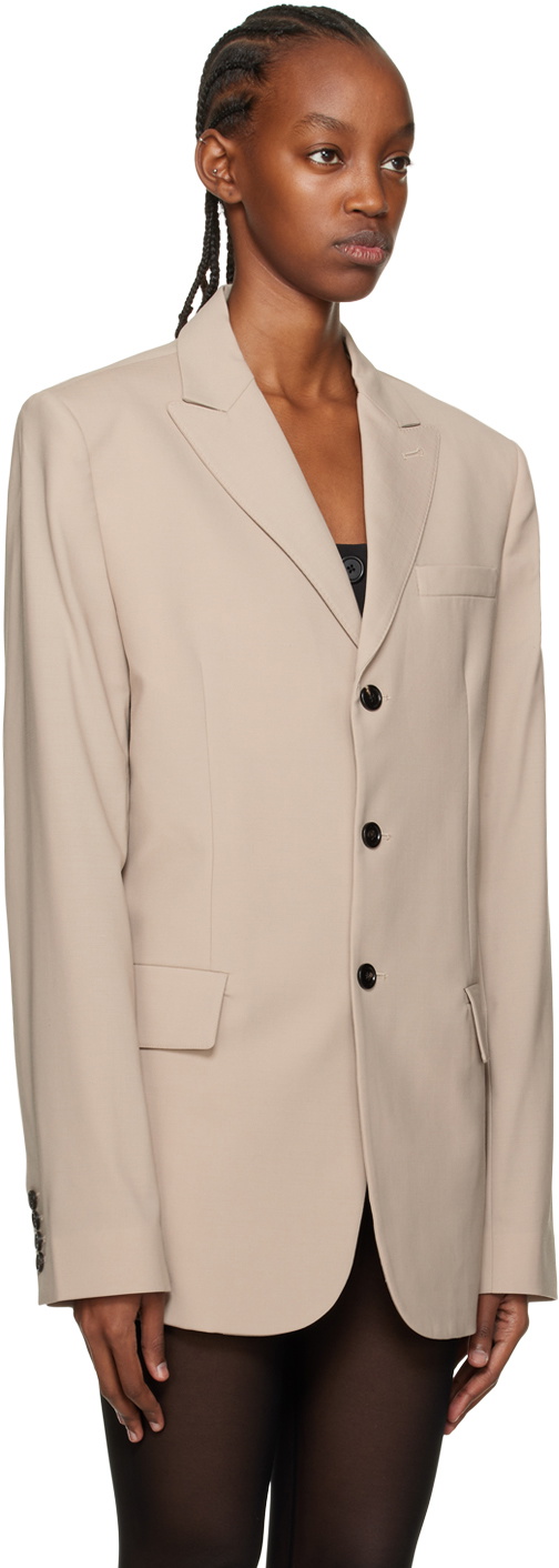 Nensi Dojaka Beige Button-Down Blazer