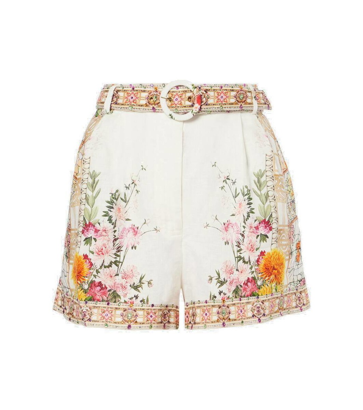 Photo: Camilla Floral high-rise belted linen shorts
