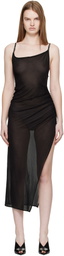 Mugler Black Asymmetrical Buckled Strap Maxi Dress