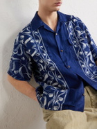 KAPITAL - Okura Camp-Collar Printed Linen Shirt - Blue