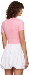 AREA Pink Crystal Bustier Cup T-Shirt