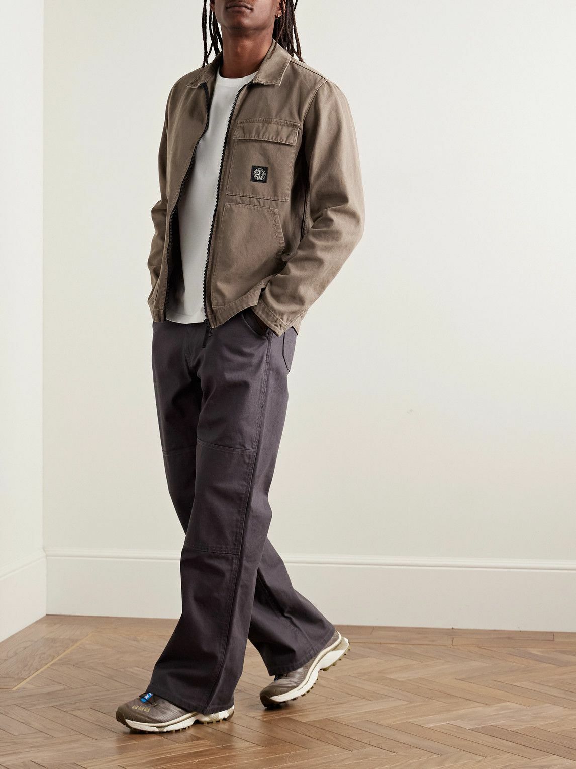 Stone Island - Logo-Appliquéd Washed-Cotton Canvas Shirt Jacket