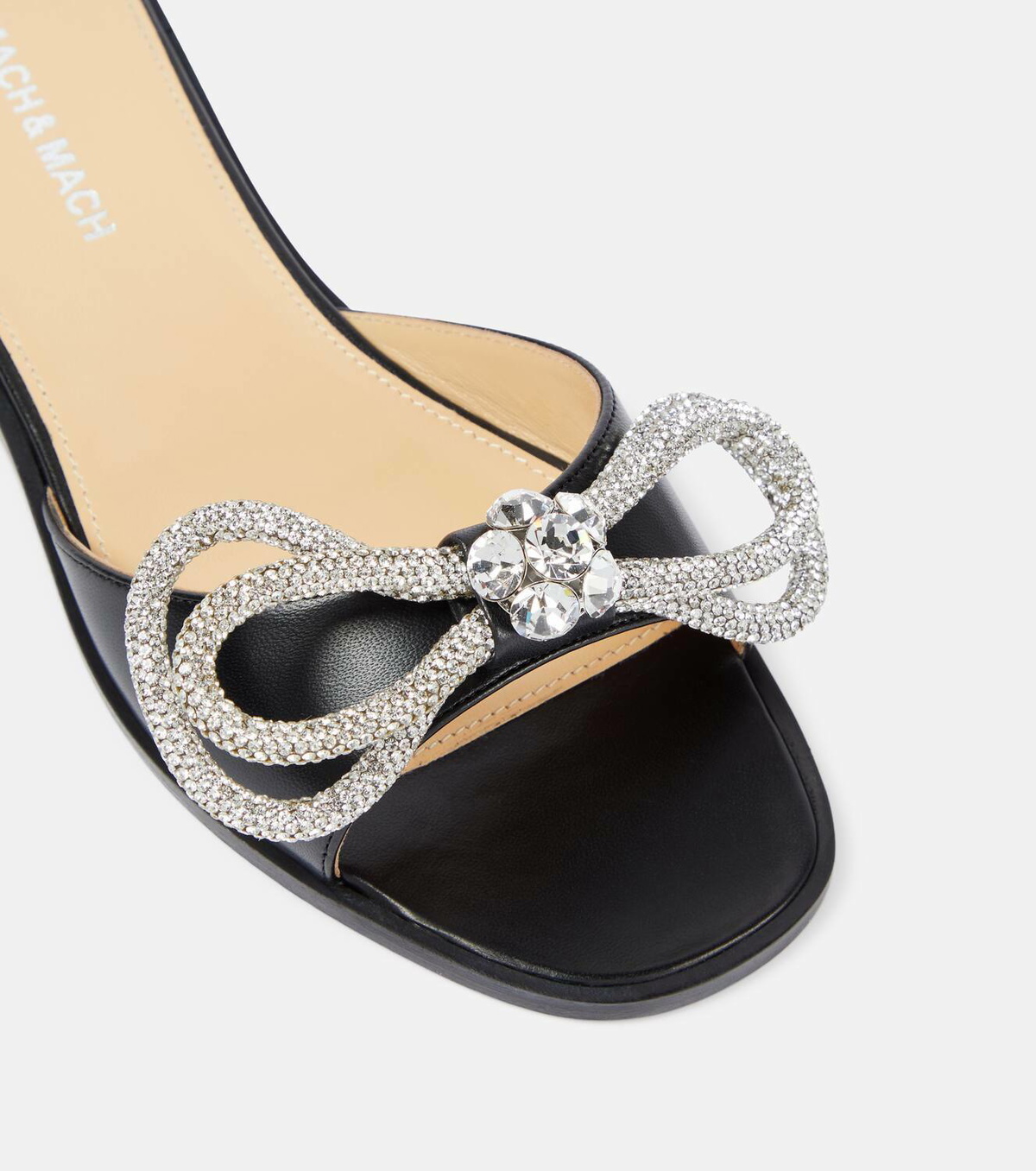Mach & Mach Double Bow 10 embellished leather slides MACH & MACH