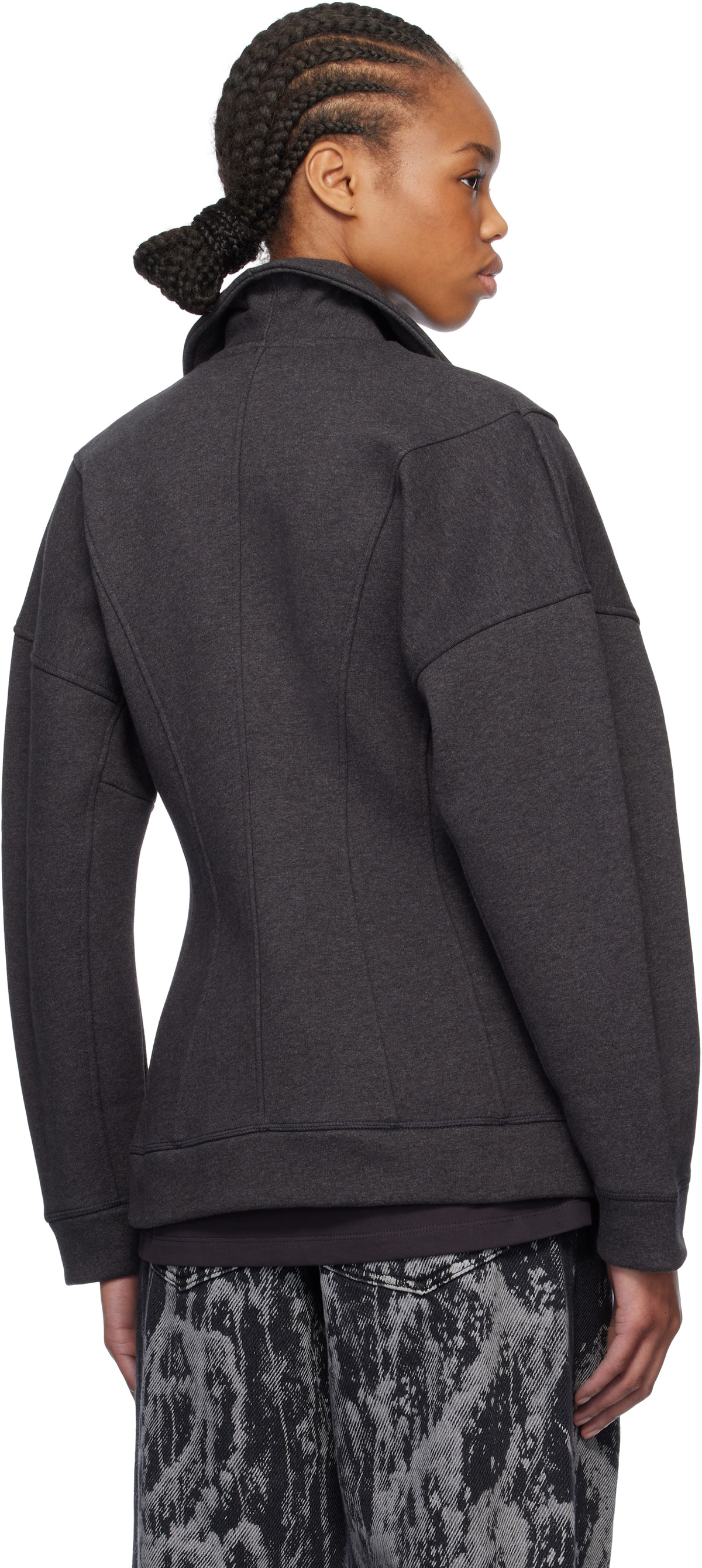 GANNI Gray Heavy Fleece Zip Up Jacket