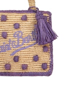 MC2 Saint Barth Beige Natural Mini Vanity Raffia Bag With Polka Dot Appliqués