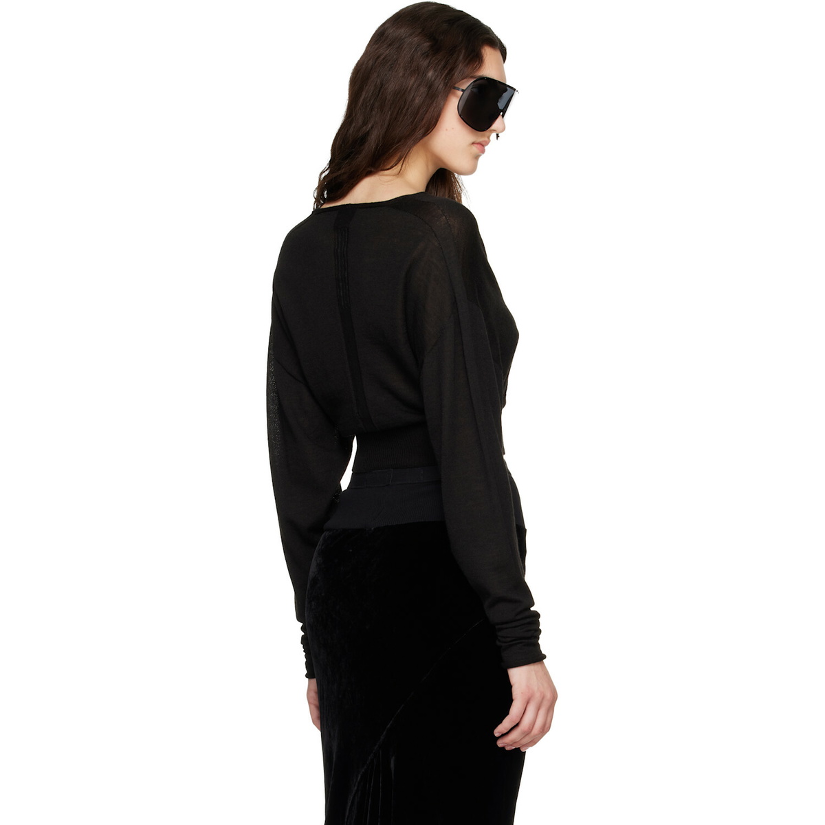 Rick Owens Black Tower V Cropped Sweater