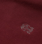 Brunello Cucinelli - Colour-Block Fleece-Back Stretch-Cotton Jersey Zip-Up Hoodie - Burgundy