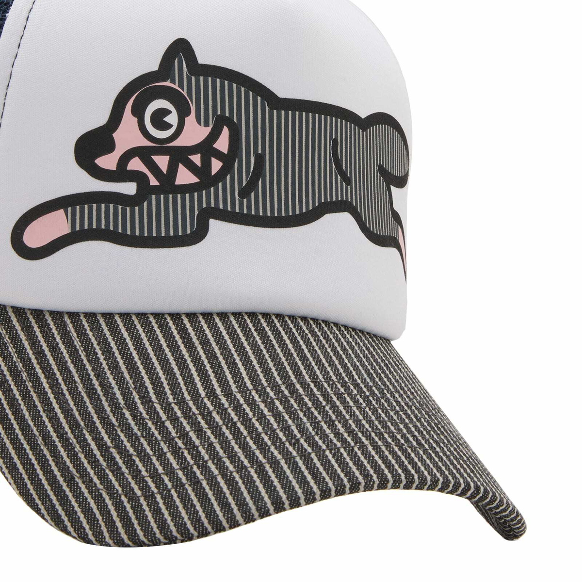 END. x ICECREAM Hickory Running Dog Trucker Cap in Navy/White 