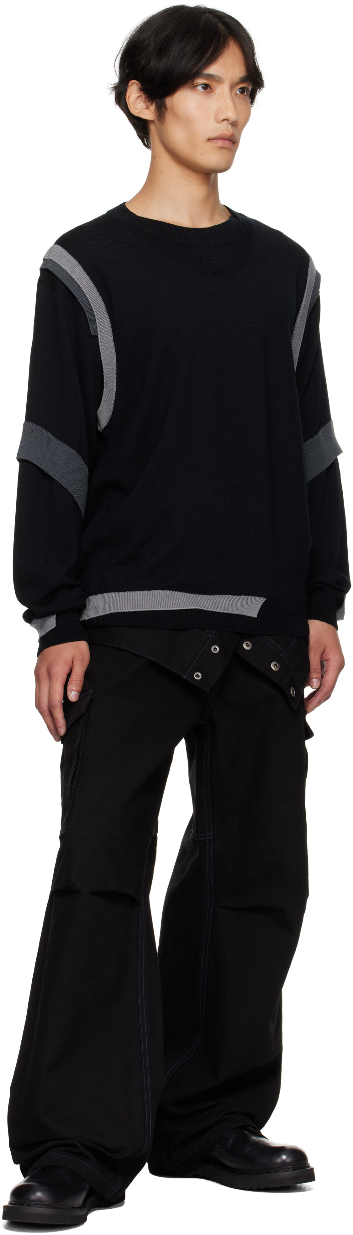 Andersson Bell Black Layered Crewneck Sweater