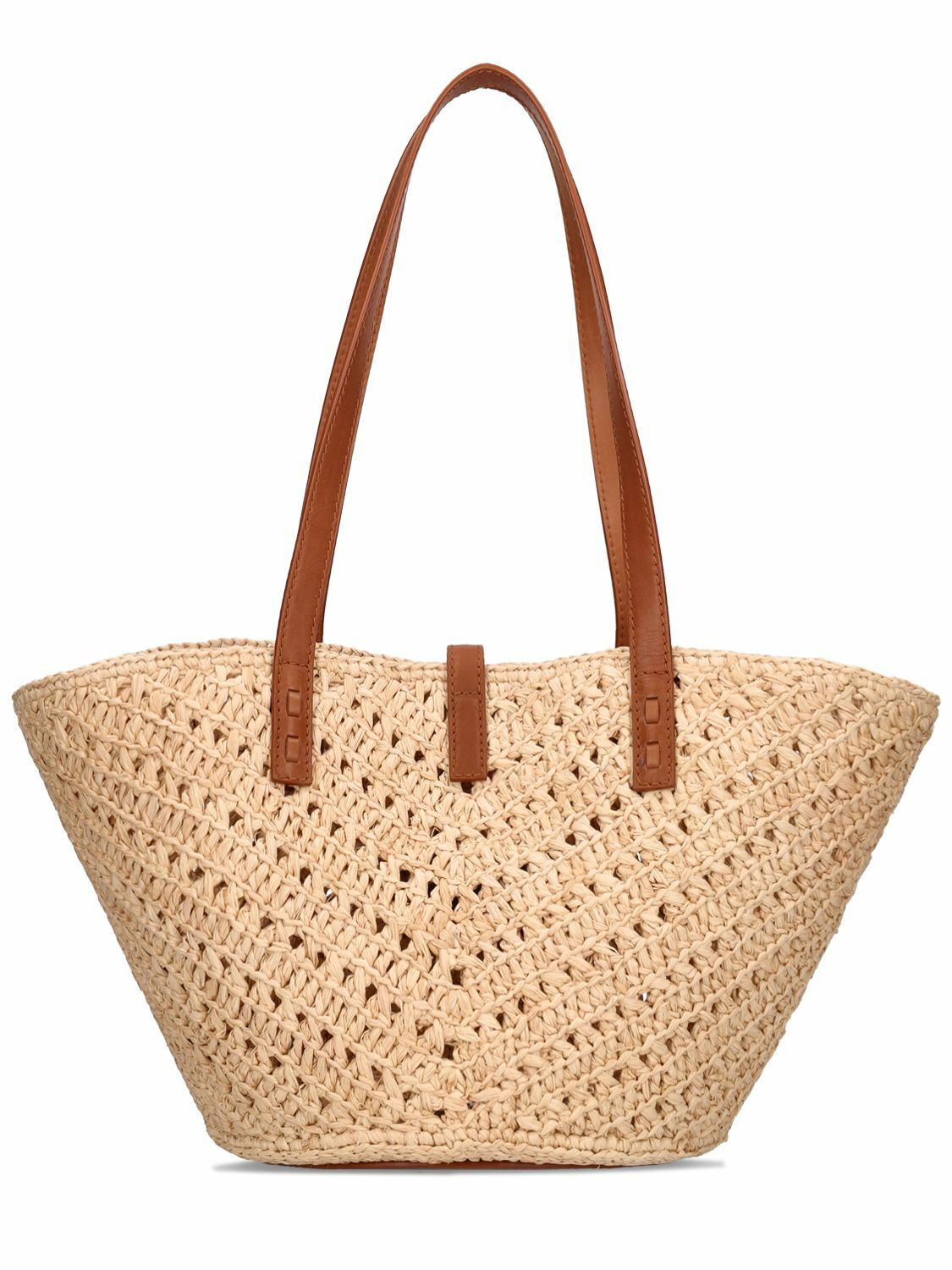 SAINT LAURENT Raffia leather Panier Logo Tote Bag hand 688221 black main image 1