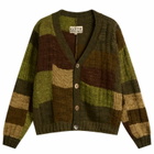 Kartik Research Men's Patchwork Cardigan in Olive/Brown/Moss