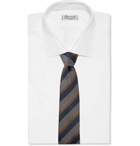 BRIONI - 8cm Striped Silk-Jacquard Tie - Blue