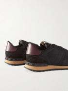 Valentino - Valentino Garavani Rockrunner Leather-Trimmed Suede and Mesh Sneakers - Black